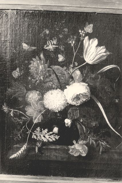 Anonimo — Cornelis de Heem - sec. XVII - Natura morta con vaso di fiori e insetti — insieme